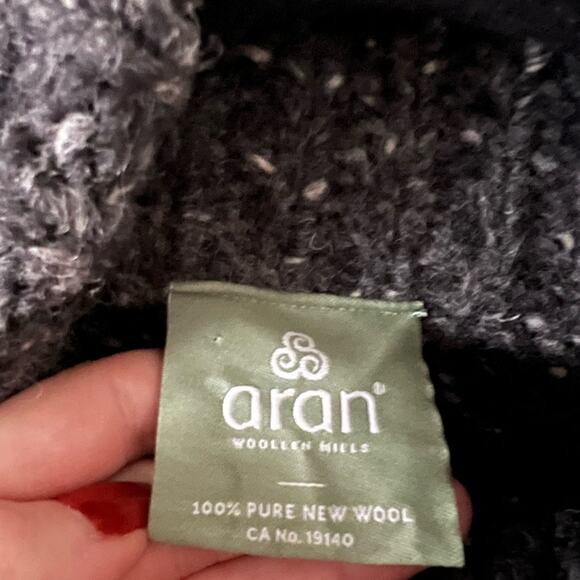 Aran Wollen Mills Charcoal Speckled Wool Quarter Zip Sweater - Picture 3 of 4